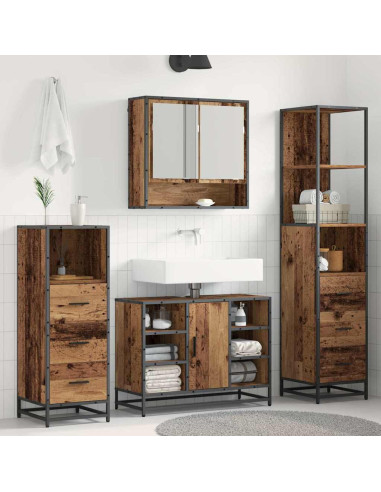 Set di mobili per il bagno 4 pcs Legno vecchio 80 x 33 x 60 cm