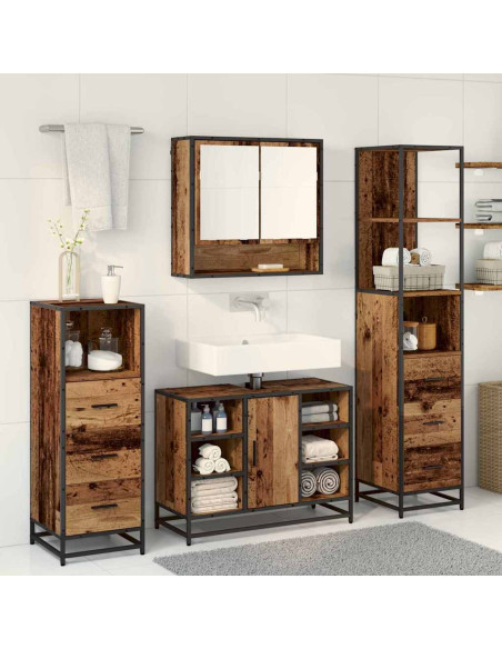 Set di mobili per il bagno 4 pcs Legno vecchio 80 x 33 x 60 cm