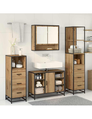 Set di mobili per il bagno con porta 4 pcs rovere artigianale