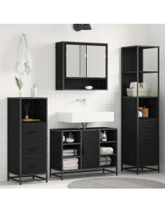 Set di mobili per il bagno 4 pcs Rovere nero 80 x 33 x 60 cm 2