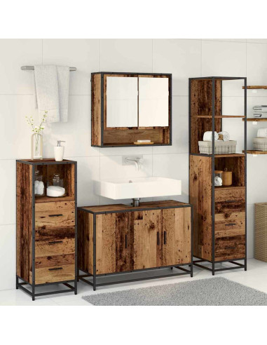 Set di mobili per il bagno 4 pcs Legno vecchio 90 x 33 x 60 cm