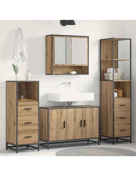 Set di mobili per il bagno con porta 4 pcs rovere artigianale