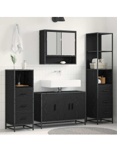Set di mobili per il bagno 4 pcs Rovere nero 90 x 33 x 60 cm 2