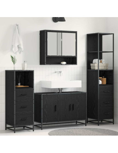 Set di mobili per il bagno 4 pcs Rovere nero 90 x 33 x 60 cm