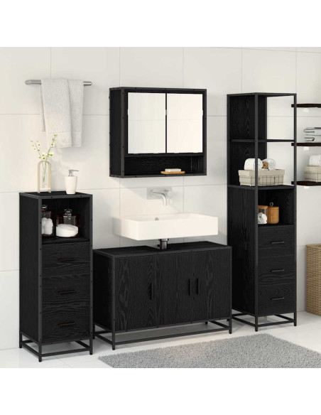 Set di mobili per il bagno 4 pcs Rovere nero 90 x 33 x 60 cm