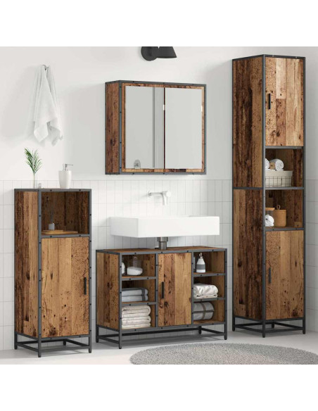 Set di mobili per il bagno 4 pcs Legno vecchio 80 x 33 x 60 cm