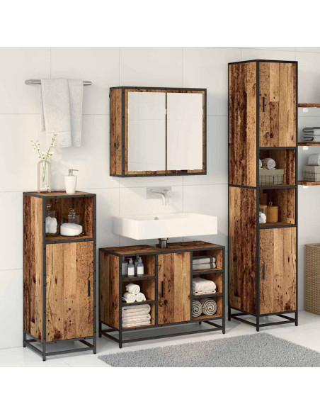 Set di mobili per il bagno 4 pcs Legno vecchio 80 x 33 x 60 cm