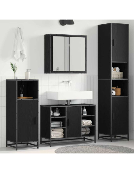 Set di mobili per il bagno 4 pcs Rovere nero 80 x 33 x 60 cm