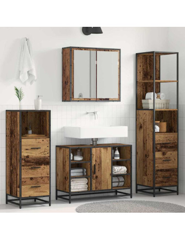 Set di mobili per il bagno 4 pcs Legno vecchio 80 x 33 x 60 cm