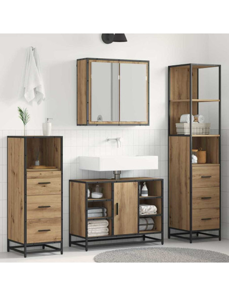 Set di mobili per il bagno con porta 4 pcs rovere artigianale