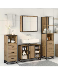 Set di mobili per il bagno con porta 4 pcs Rovere artigianale 2