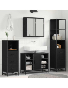 Set di mobili per il bagno 4 pcs Rovere nero 80 x 33 x 60 cm 2