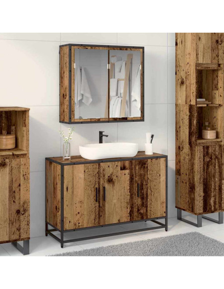 Set di mobili per il bagno 2 pcs Legno vecchio 90 x 33 x 60 cm