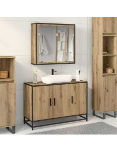 Set di mobili per il bagno con porta 2 pcs rovere artigianale 2