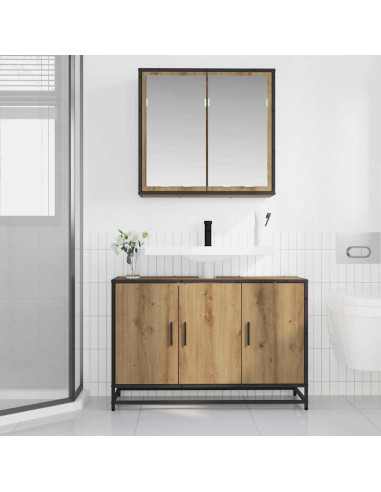Set di mobili per il bagno con porta 2 pcs rovere artigianale