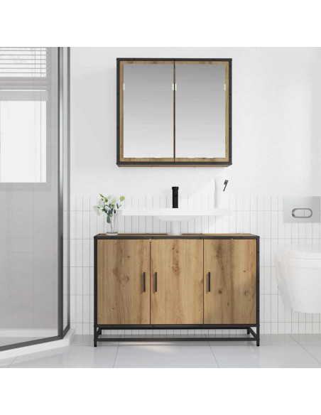 Set di mobili per il bagno con porta 2 pcs rovere artigianale