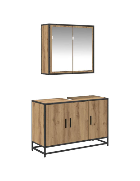 Set di mobili per il bagno con porta 2 pcs rovere artigianale