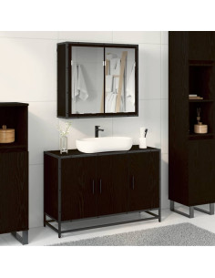 Set di mobili per il bagno 2 pcs Rovere nero 90 x 33 x 60 cm 2