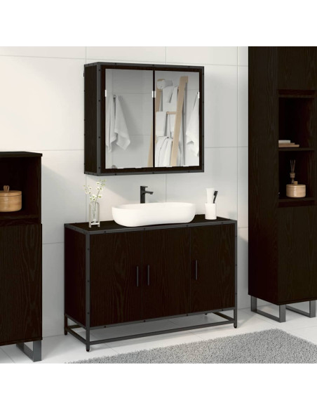Set di mobili per il bagno 2 pcs Rovere nero 90 x 33 x 60 cm