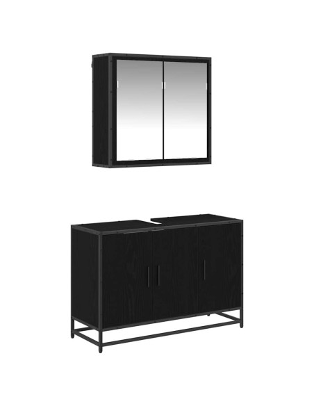 Set di mobili per il bagno 2 pcs Rovere nero 90 x 33 x 60 cm