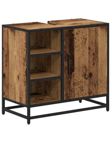 Set di mobili per il bagno con lo scaffale 3 pcs Legno vecchio