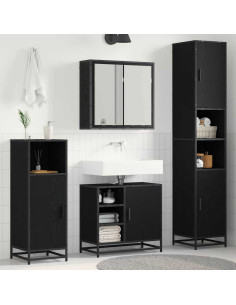 Set di mobili per il bagno 3 pcs Rovere nero 65 x 33 x 60 cm 2