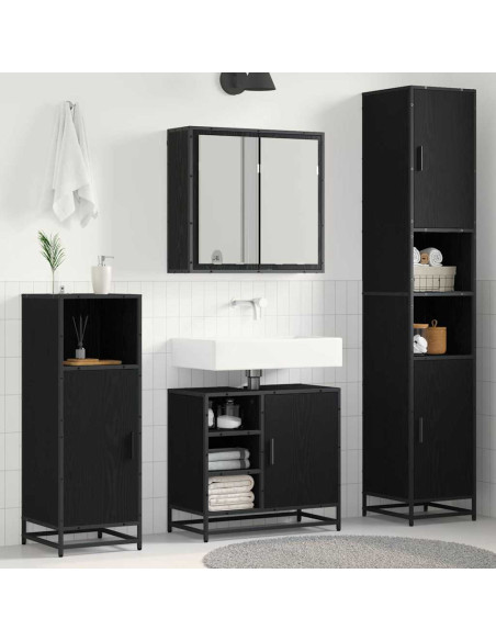 Set di mobili per il bagno 3 pcs Rovere nero 65 x 33 x 60 cm
