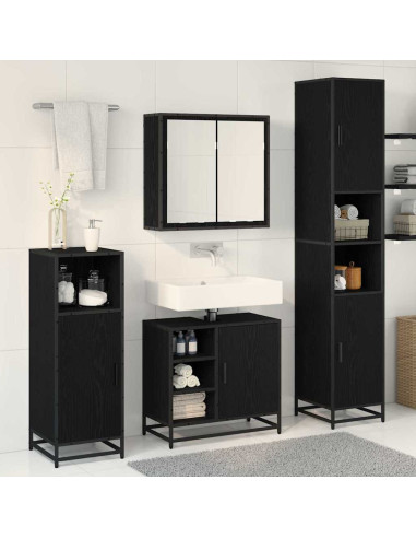 Set di mobili per il bagno 3 pcs Rovere nero 65 x 33 x 60 cm