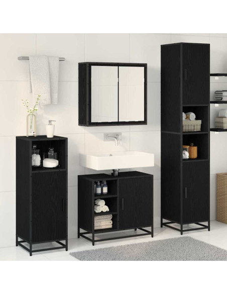 Set di mobili per il bagno 3 pcs Rovere nero 65 x 33 x 60 cm