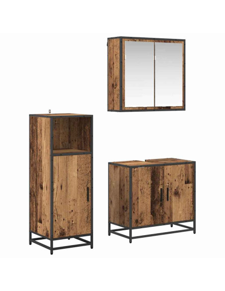Set di mobili per il bagno 3 pcs Legno vecchio 60 x 33 x 60 cm