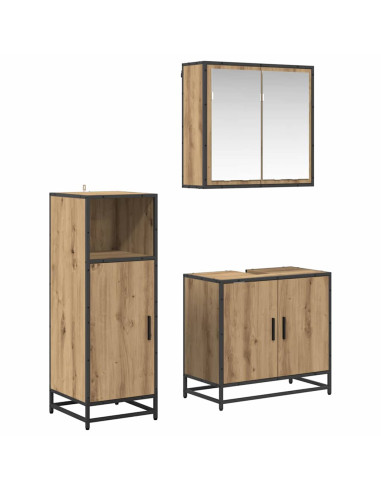 Set di mobili per il bagno con porta 3 pcs rovere artigianale