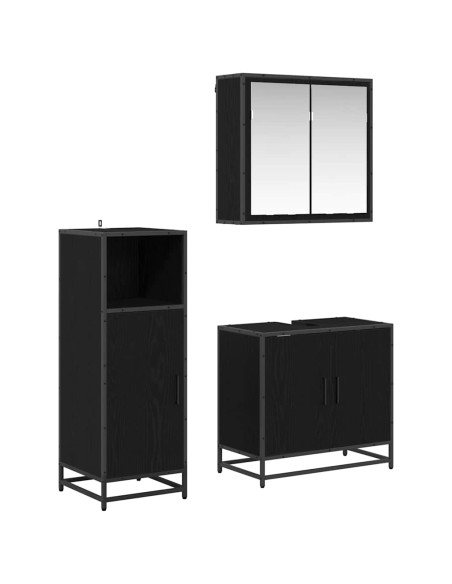 Set di mobili per il bagno 3 pcs Rovere nero 60 x 33 x 60 cm