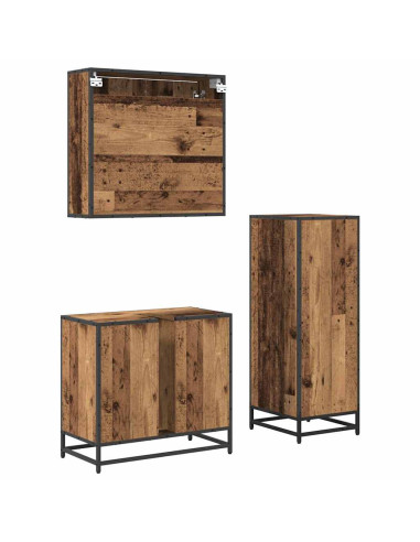 Set di mobili per il bagno con cassetto 3 pcs Legno vecchio