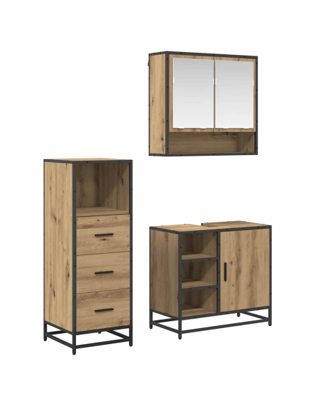 Set di mobili per il bagno con porta 3 pcs rovere artigianale