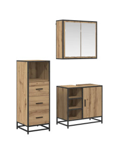 Set di mobili per il bagno con porta 3 pcs Rovere artigianale 2