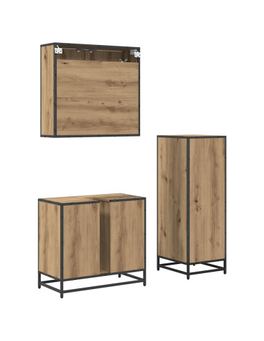 Set di mobili per il bagno con porta 3 pcs rovere artigianale