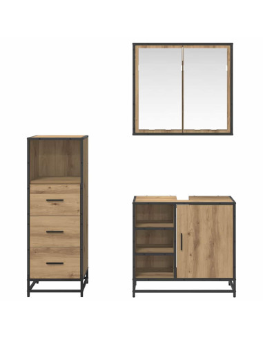 Set di mobili per il bagno con porta 3 pcs rovere artigianale