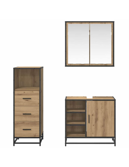 Set di mobili per il bagno con porta 3 pcs rovere artigianale
