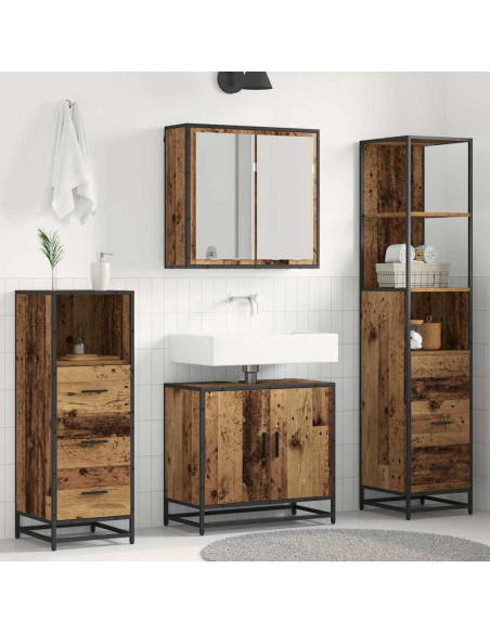 Set di mobili per il bagno 4 pcs Legno vecchio 65 x 33 x 60 cm