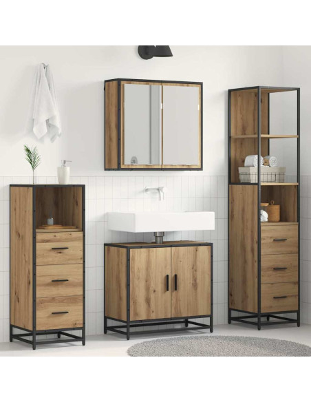Set di mobili per il bagno con porta 4 pcs rovere artigianale
