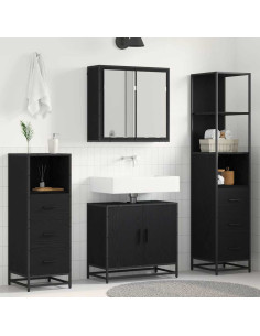 Set di mobili per il bagno 4 pcs Rovere nero 65 x 33 x 60 cm 2