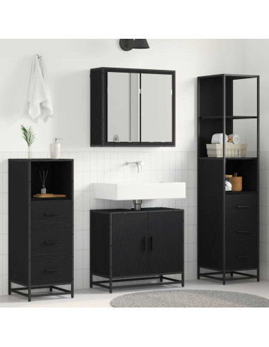 Set di mobili per il bagno 4 pcs Rovere nero 65 x 33 x 60 cm