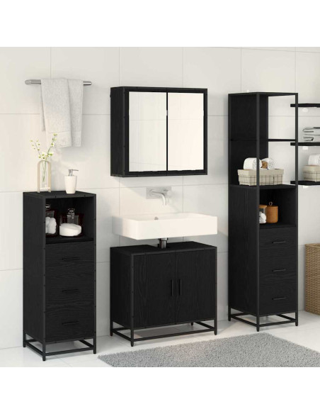 Set di mobili per il bagno 4 pcs Rovere nero 65 x 33 x 60 cm