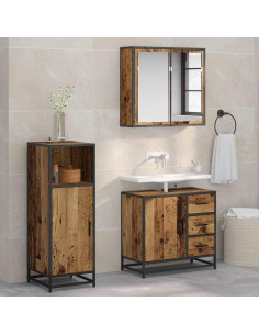 Set di mobili per il bagno 3 pcs Legno vecchio 65 x 33 x 60 cm 2