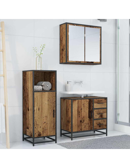 Set di mobili per il bagno 3 pcs Legno vecchio 65 x 33 x 60 cm