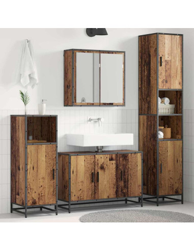 Set di mobili per il bagno 3 pcs Legno vecchio 90 x 33 x 60 cm