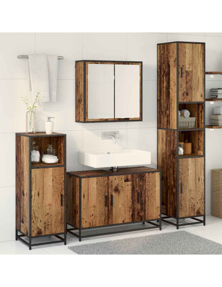 Set di mobili per il bagno 3 pcs Legno vecchio 90 x 33 x 60 cm