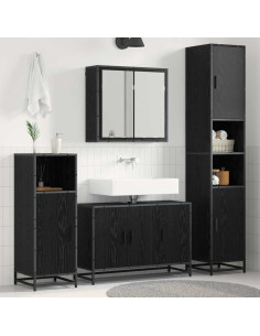 Set di mobili per il bagno 3 pcs Rovere nero 90 x 33 x 60 cm 2
