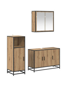 Set di mobili per il bagno con porta 3 pcs rovere artigianale 2