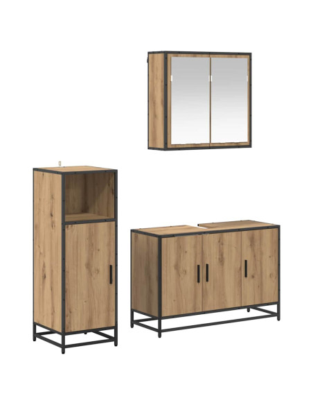 Set di mobili per il bagno con porta 3 pcs rovere artigianale